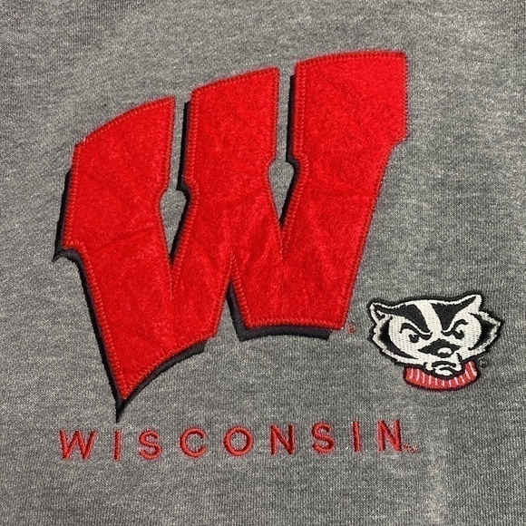 Jansport Gray Hooded UW Wisconsin Badgers Sweatshirt Size XL - Picture 9 of 9